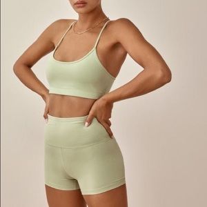Reformation Ecostretch Sammie Bra & High Rise 3” Bike Short Set